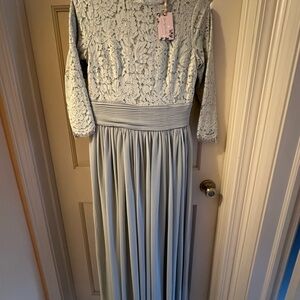 Dainty Jewells Sage Green Lace Long Sleeve Dress